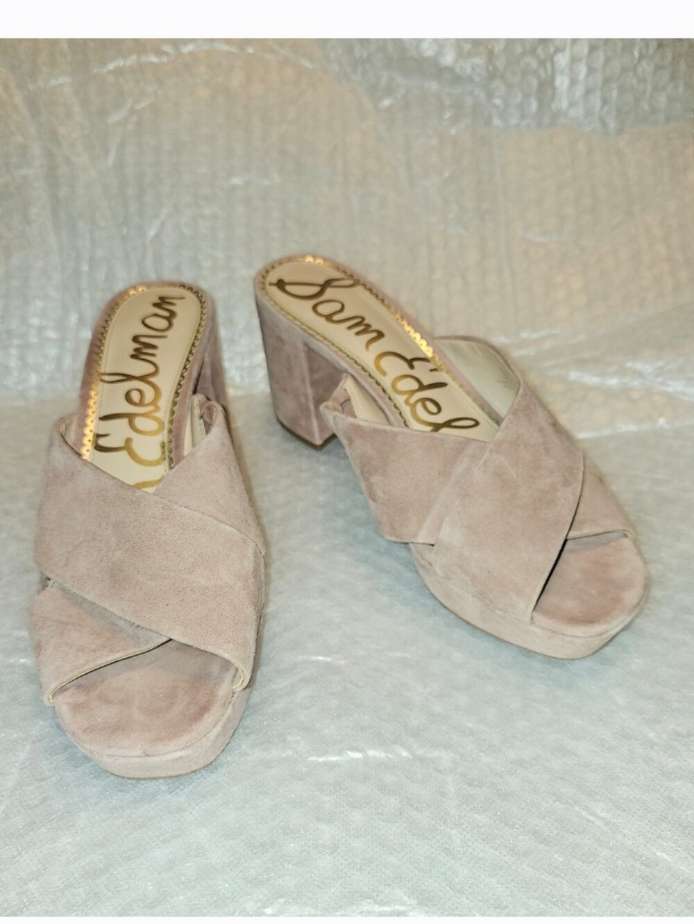 Sam Edelman Jayne Women's Wedge Sandals  Tan  Suede Size 10 Dusty Rose - Picture 4 of 8